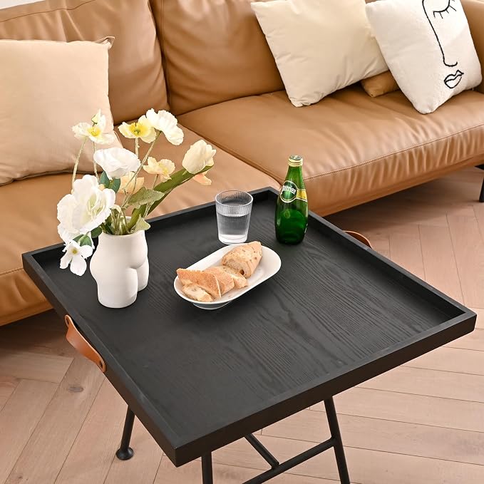 SwallowLiving 24 x 24 Inches Extra Large Square Wood Ottoman Tray - Image 2