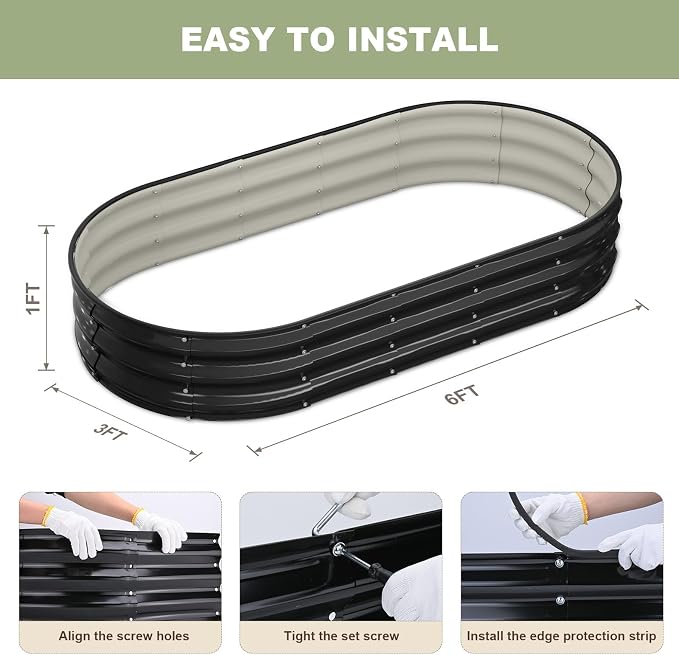 Raised Garden Bed, Oval Metal Planter Box - Image 5