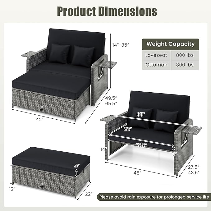 Tangkula Patio Rattan Daybed - Image 4
