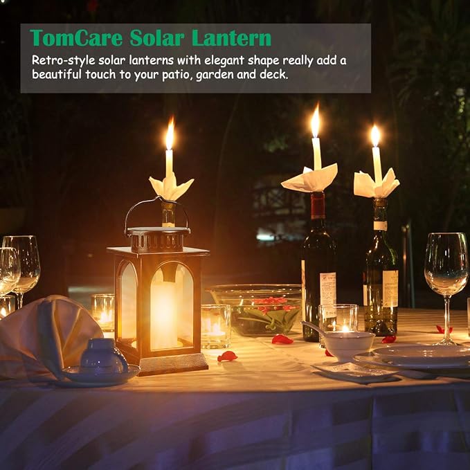 TomCare Solar Lights Flickering Flame Upgraded Metal Solar Lantern Outdoor - Image 7