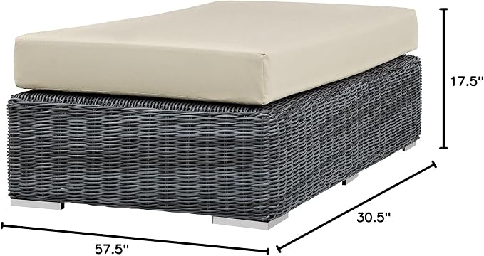 Modway Summon Wicker Rattan Outdoor Patio Sunbrella® Fabric Rectangle Ottoman - Image 2