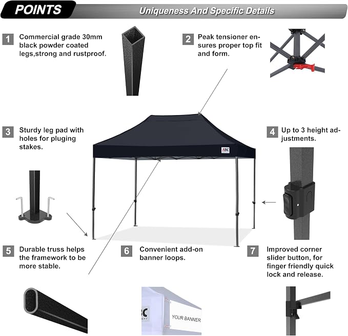 ABCCANOPY Patio Pop Up Canopy Tent 10x15 Commercial-Series - Image 3