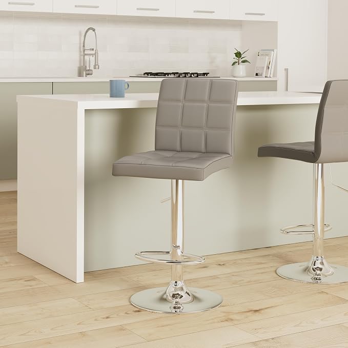 Leopard Modern Square PU Leather Adjustable Bar Stools - Image 2