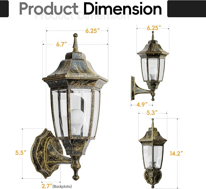 EMART Outdoor Front Porch Light, Exterior Anti-Corrosion, Waterproof Aluminum & - Image 5