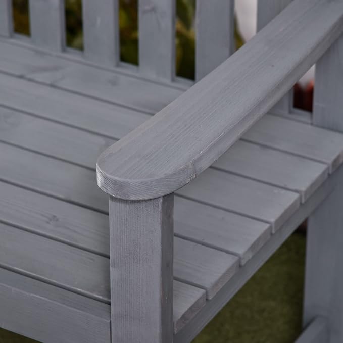 Outsunny 56" Outdoor Wood Bench, 2-Seater Garden Bench - Image 8