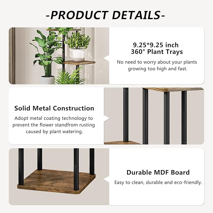 AZERPIAN Plant Stand 5 Tier Indoor Metal Flower Shelf - Image 5