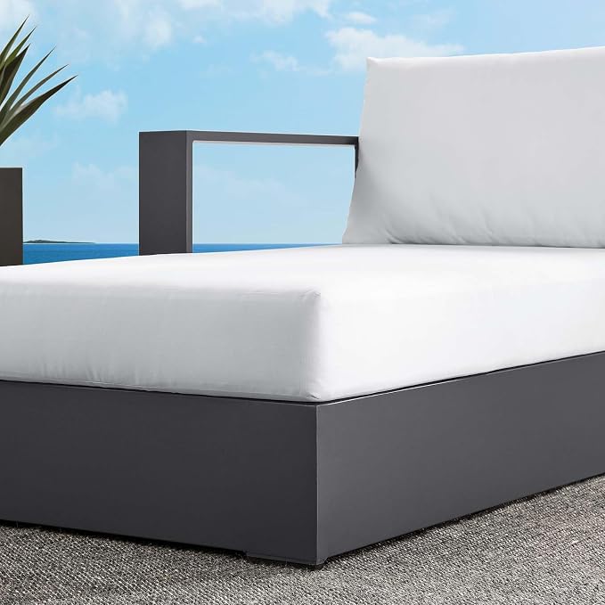 Modway Tahoe Aluminum Outdoor Chaise Lounge in Gray White - Image 9