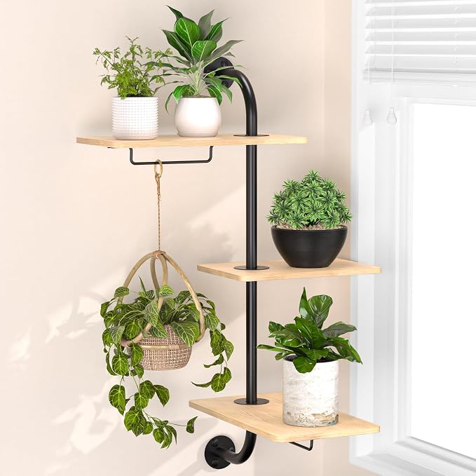 YUOROS Window Plant Shelves, 3-Tier Rotating Plant Shelf Stand, Indoor Metal by YUOROS