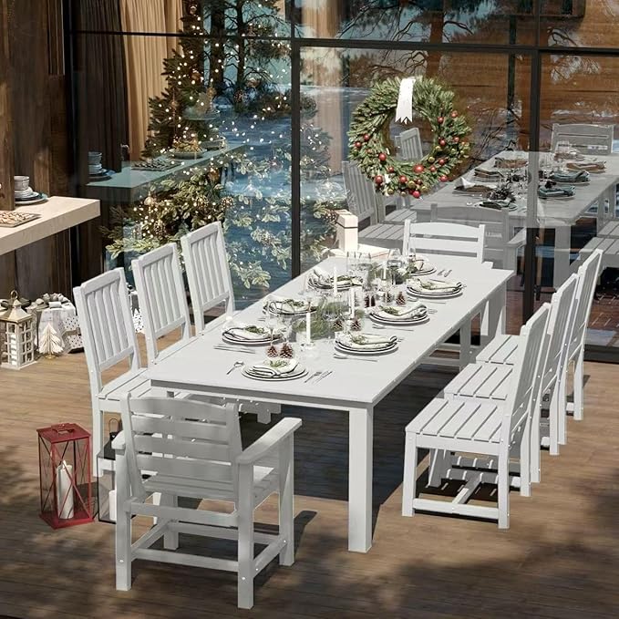 9-Piece Outdoor Dining Set for 8, 75.2'' HDPE Table by PatioKingdom