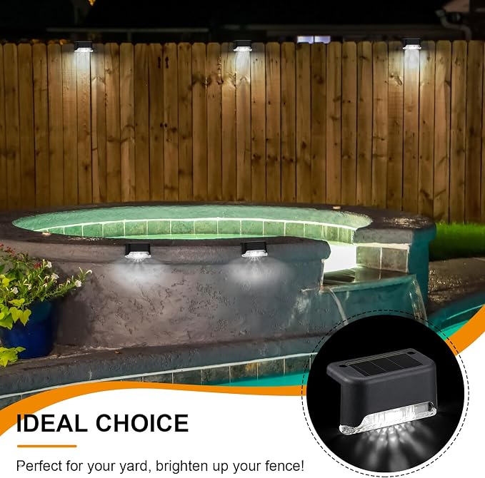 Geelin 32 Pcs Solar Deck Lights Outdoor, Waterproof LED Solar Step Fence Lights - Image 6