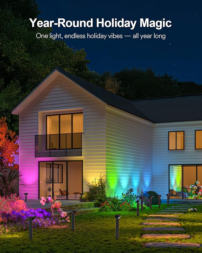 Lumary Smart Pathway Lights Pro 700LM, RGBAICW Color Changing Landscape Lights - Image 8