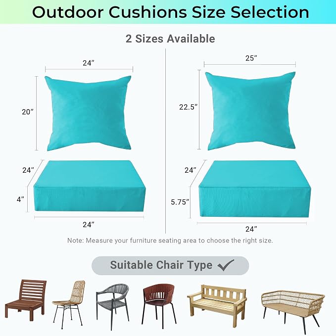 Outdoor Cushions for Patio Furniture, Outdoor Seat Cushion Set 24 x 24 x 5.75 - Image 6