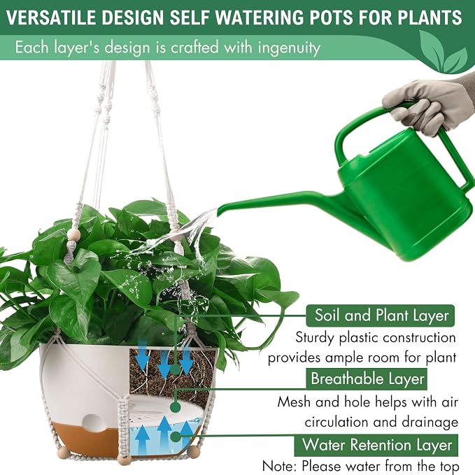 10 Inch Hanging Planters for Indoor Plants, Outdoor Hanging Plant Pot - Image 5