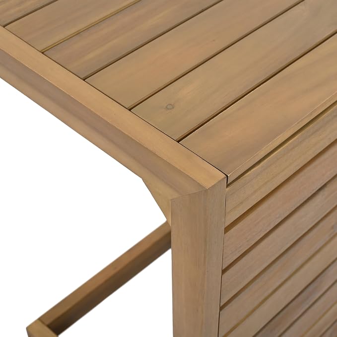 Christopher Knight Home C-Shaped End Table, Acacia Wood Patio Side Table - Image 7