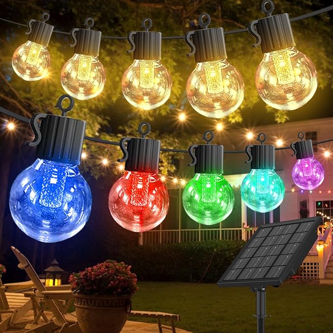 Solar String Lights Outdoor Waterproof, 50FT 25LEDs Warm White & Multicolor - Image 9