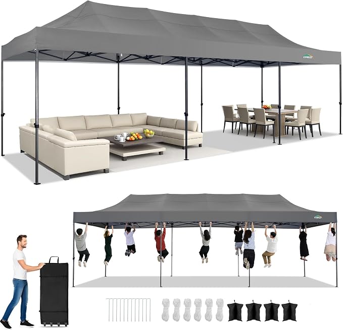 COBIZI 10x30 Pop up Canopy Tent Heavy Duty Without Sidewalls, Easy Set-up by COBIZI