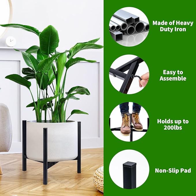 Airpark Plant Stand Indoor Adjustable, Metal Modern Plant Stand, Heavy Duty - Image 4