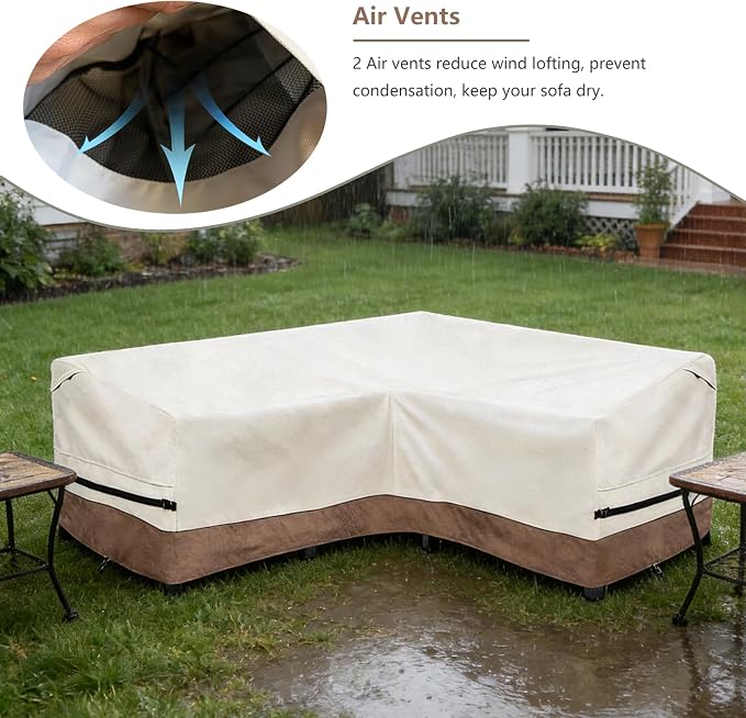 okcool Outdoor Sectional Sofa Cover Waterproof-V-Shaped Patio Furniture Covers - Image 6