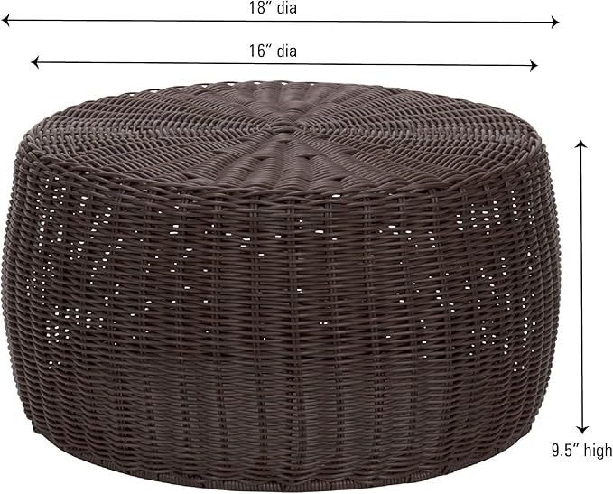 Household Essentials Handwoven Resin Storage Stool Ottoman - Image 2