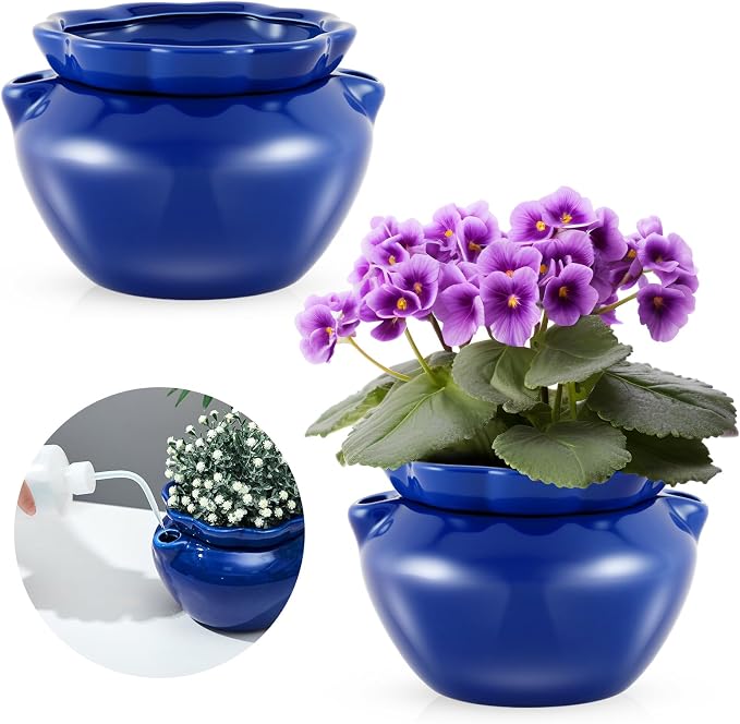 2 Sets African Violet Pots 7.5 Inch Self Watering Pot by Sunnychicc