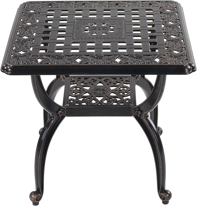 Cast Aluminum Outdoor Side Table, Small Patio Table, Outdoor Coffee Tables - Image 5
