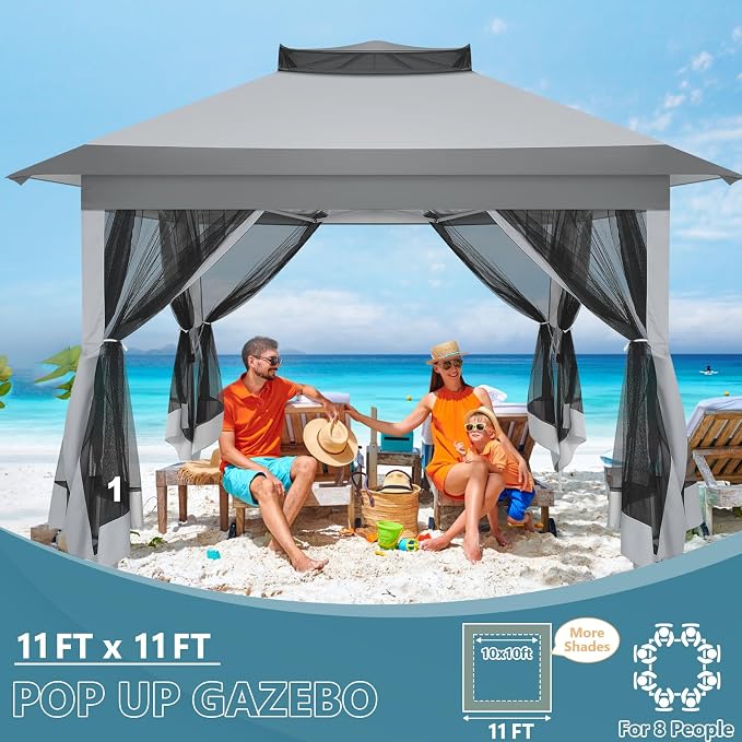 COBIZI 11x11 Pop Up Gazebo Canopy Tent Easy Up Outdoor Gazebo Waterproof - Image 4