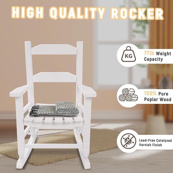Toddler Rocking Chair Kids Wooden Indoor - Image 6