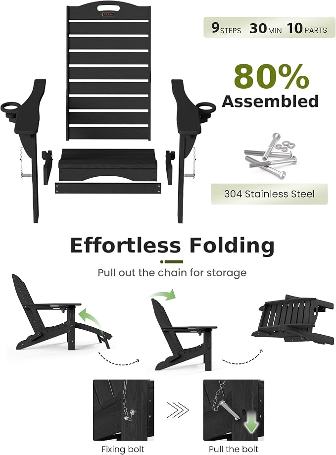 Ciokea Folding Adirondack Chair Set of 4 - Image 7