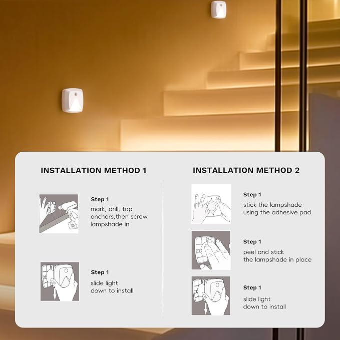 6-Pack Stick-on Motion Sensor Lights, Warm White LED Night Light, - Image 8