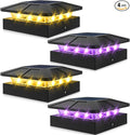 Peasur 4x4 Solar Post Lights Outdoor, 4 Packs Purple & Warm White LED Fence by Peasur