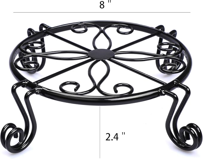 Black Plant Stand for Flower Pot Heavy Duty Potted Holder Indoor Outdoor Metal - Image 2