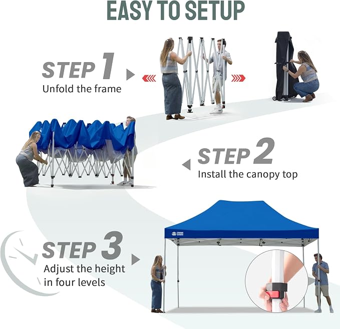 CROWN SHADES 10x15 Pop Up Canopy Tent, Thicken Frame Commercial Heavy Duty Tent - Image 3