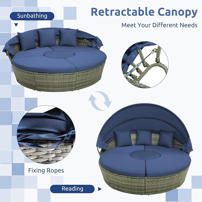 COSTWAY Patio Round Daybed - Image 5