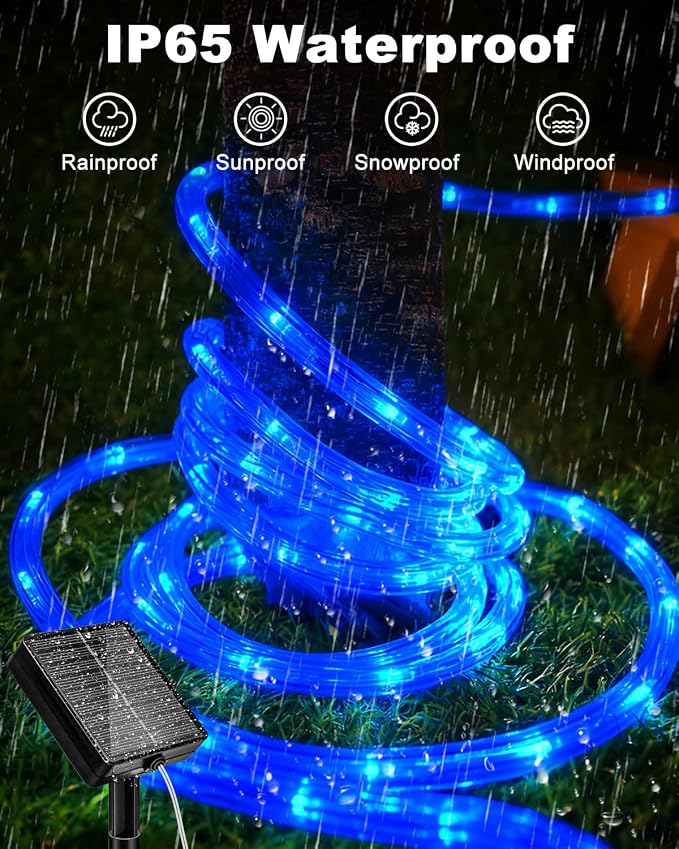 btfarm Solar Rope Lights Outdoor, 120LED 46FT Solar String Lights Outside - Image 3