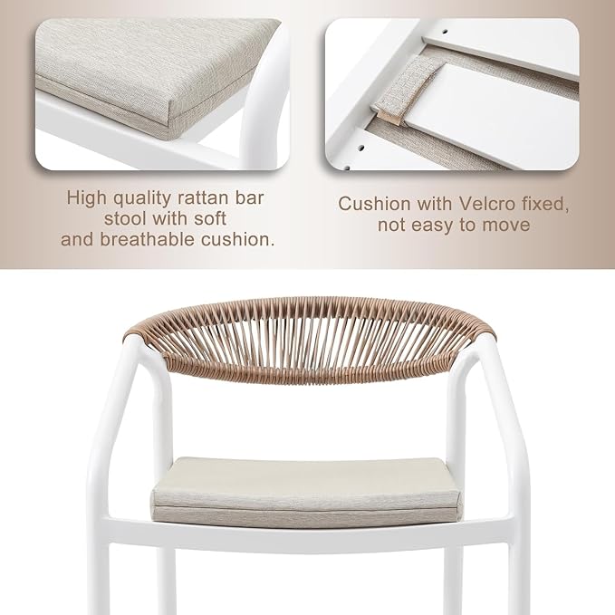 Outdoor Bar Stools Set, Aluminum Frame - Image 7