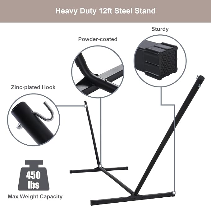 Quick Dry Hammock with Stand Included, Heavy Duty Hammock with 12FT Hammock - Image 8