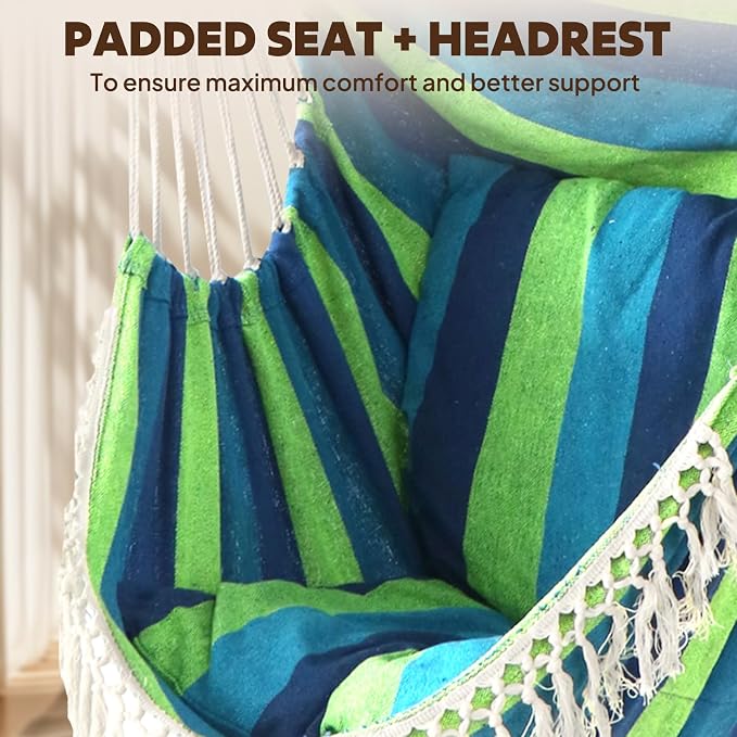 Chihee Hammock Chair 4.9ft x 3.9ft Max 500 Lbs Widen Hanging Swing 2 Cushions - Image 6