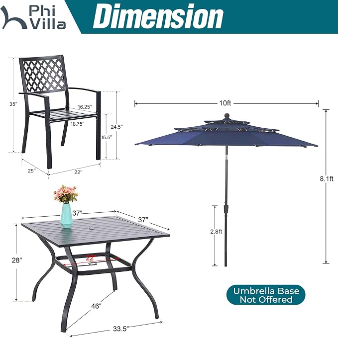 PHI VILLA Patio Dining Set 6 Piece - Image 8