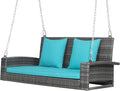 DORTALA Hanging Porch Swing, 2-Person Outdoor Wicker Swing Chair Bench by DORTALA
