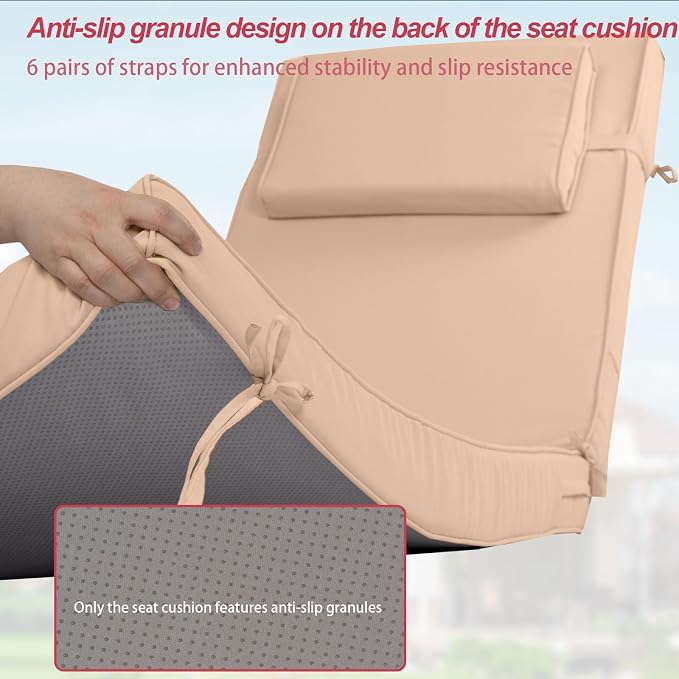 Chaise Lounge Cushions Outdoor 72x21x4 Inch, Patio Lounger Chair Cushion - Image 5