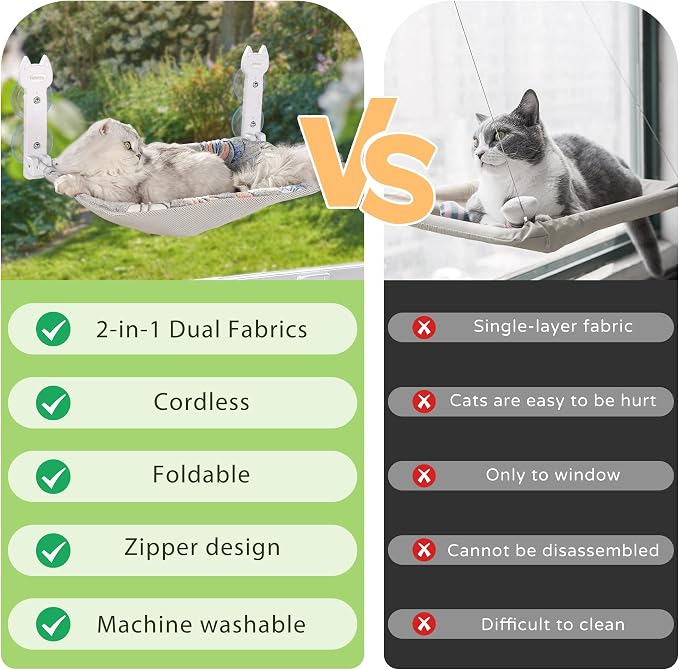 2 Pack Cat Window Perch, Glow in The Dark Foldable Cat Hammock - Image 8