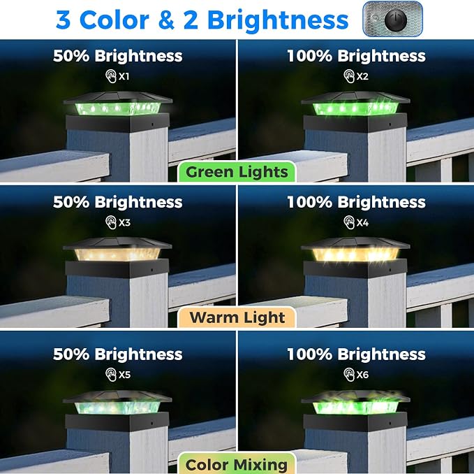 Peasur 2 Packs 4x4 Solar Post Lights Outdoor, Wood & Vinyl Post Top Lighting - Image 2