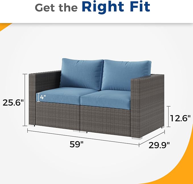 Wisteria Lane Patio Furniture Set, 2 Pieces Wicker Outdoor Furniture Patio Couch - Image 6