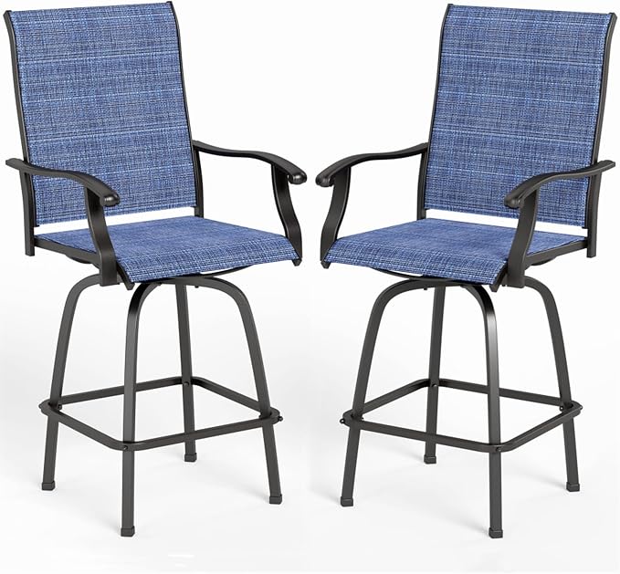 MFSTUDIO Outdoor Bar Stools Set of 2, Swivel Bar Height Patio Chairs Outdoor by MFSTUDIO