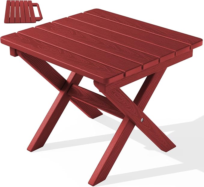 SERWALL Folding Adirondack Side Table, HDPE Small Outdoor Table, No Assembly by SERWALL