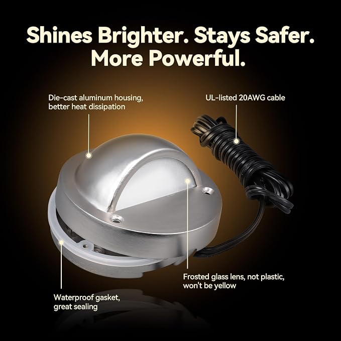 LEONLITE 12-Pack Update 5CCT LED Low Voltage Deck Lights, 180LM 3.5inch - Image 3