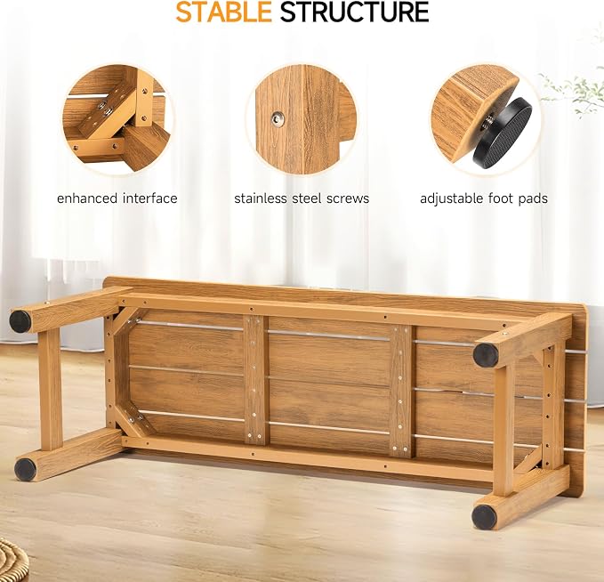 ONBRILL Outdoor Benches Weatherproof, 2-Person Poly Lumber Garden Bench - Image 7