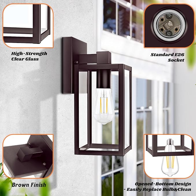 2-Pack Outdoor Wall Lights, Waterproof Exterior Wall Sconce Outdoor Light - Image 3