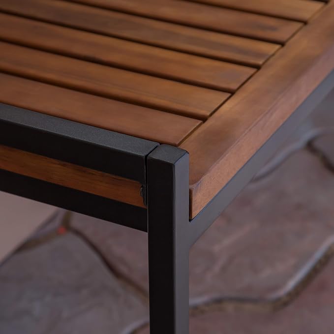 Christopher Knight Home Noel Outdoor Industrial Acacia Wood and Iron Bench - Image 6