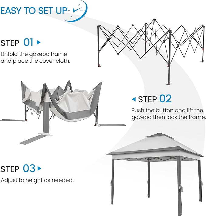 Yaheetech 11x11 Pop Up Gazebo Outdoor Canopy Shelter, Instant Patio Gazebo Sun - Image 7